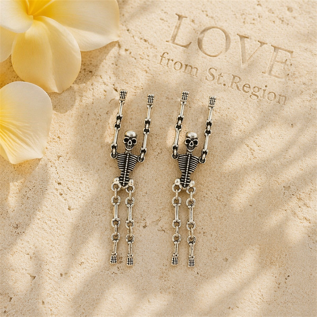 Silvertone Skeleton Dangle Earrings