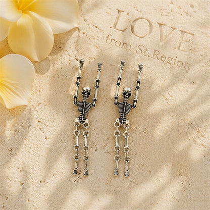 Silvertone Skeleton Dangle Earrings