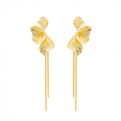 Goldtone Petals Tassel Dangle Earrings