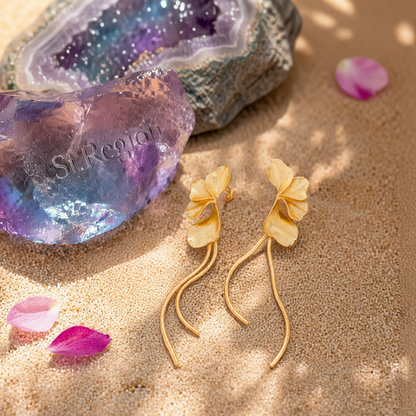 Goldtone Petals Tassel Dangle Earrings