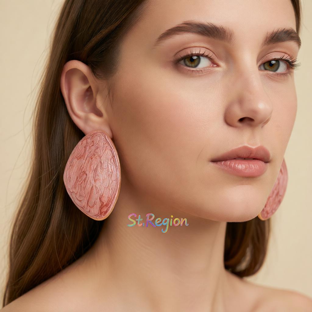 Pink Enamel and Goldtone Drop Statement Stud Earrings, cubic zirconia stud earrings for women, styled look