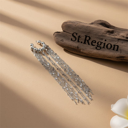 Silvertone Beaded Sequin Tassel Ear Cuff