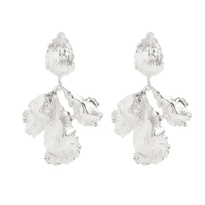 Silvertone Botanical Dangle Earrings