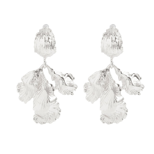 Silvertone Botanical Dangle Earrings