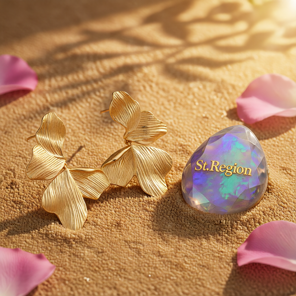 Goldtone Textured Petals Dangle Earrings