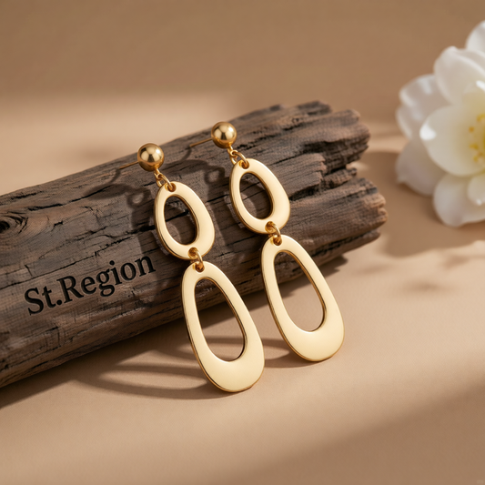 Goldtone Open Tiered Drop Dangle Earrings