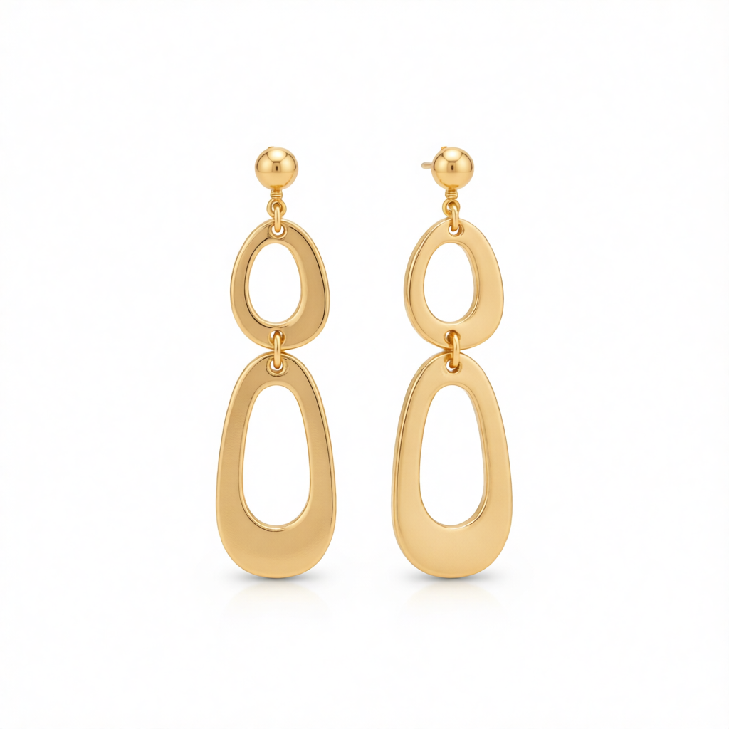 Goldtone Open Tiered Drop Dangle Earrings