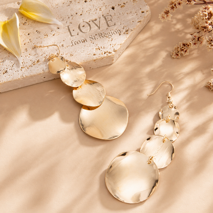 Goldtone Graduated Disc Dangle Earrings