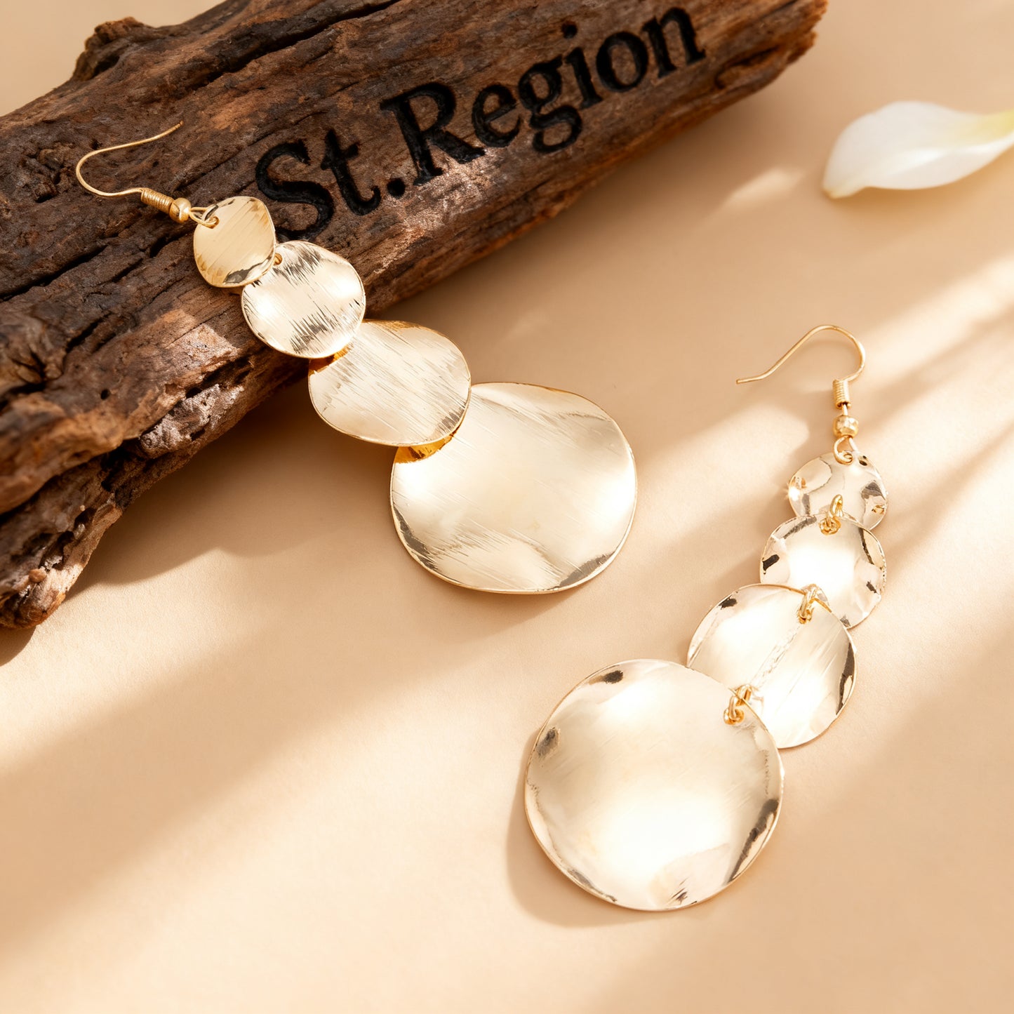 Goldtone Graduated Disc Dangle Earrings