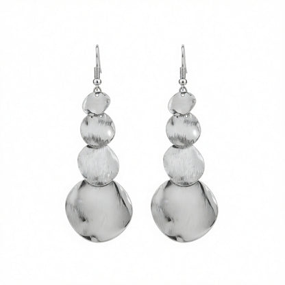Silvertone Graduated Disc Dangle Earrings