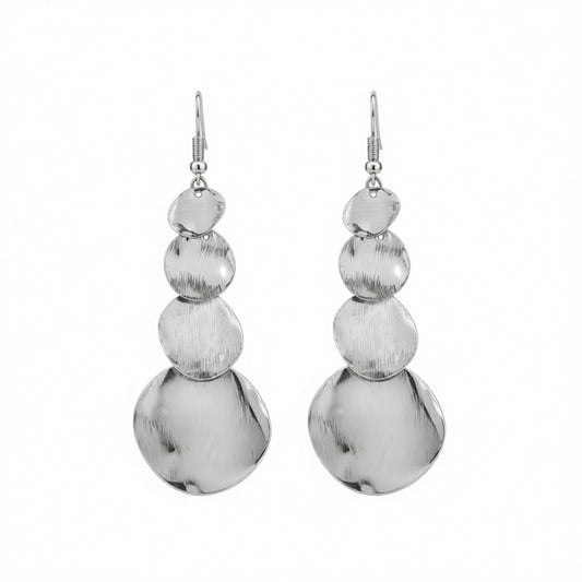Silvertone Graduated Disc Dangle Earrings