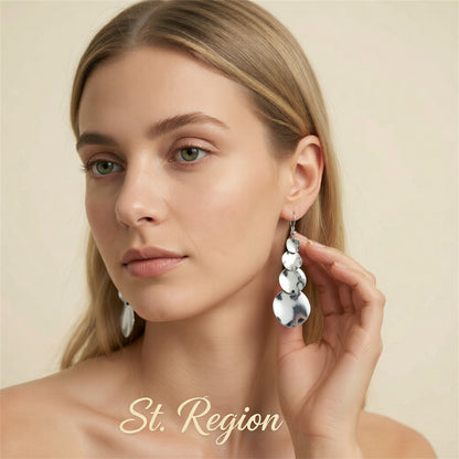 Silvertone Graduated Disc Dangle Earrings