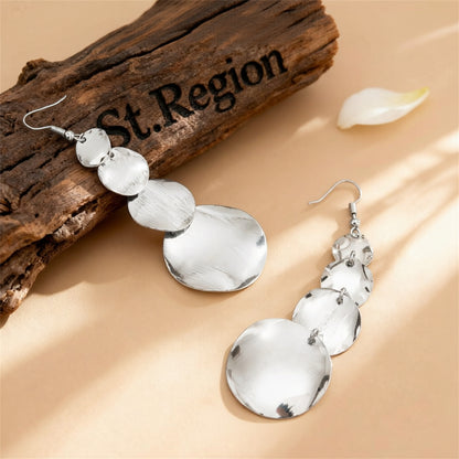 Silvertone Graduated Disc Dangle Earrings