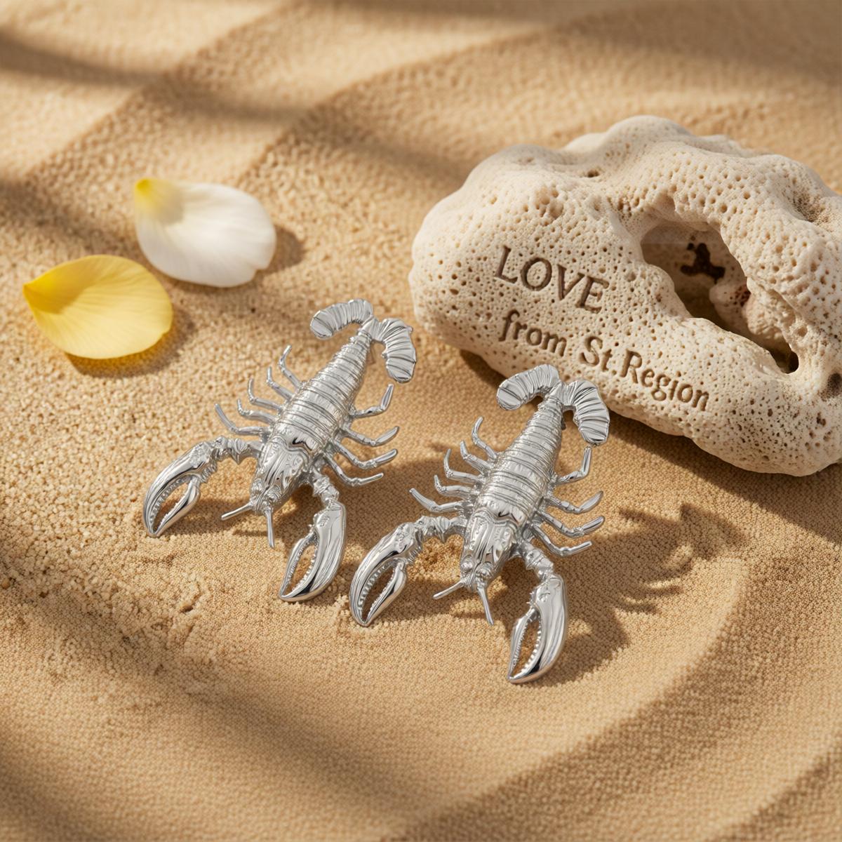 Silvertone Lobster Dangle Earrings, silver drop earrings for women, vintage-inspired design, lifestyle look