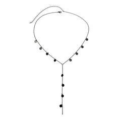 Black Sequin Tassel Lariat Necklace