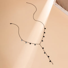 Black Sequin Tassel Lariat Necklace