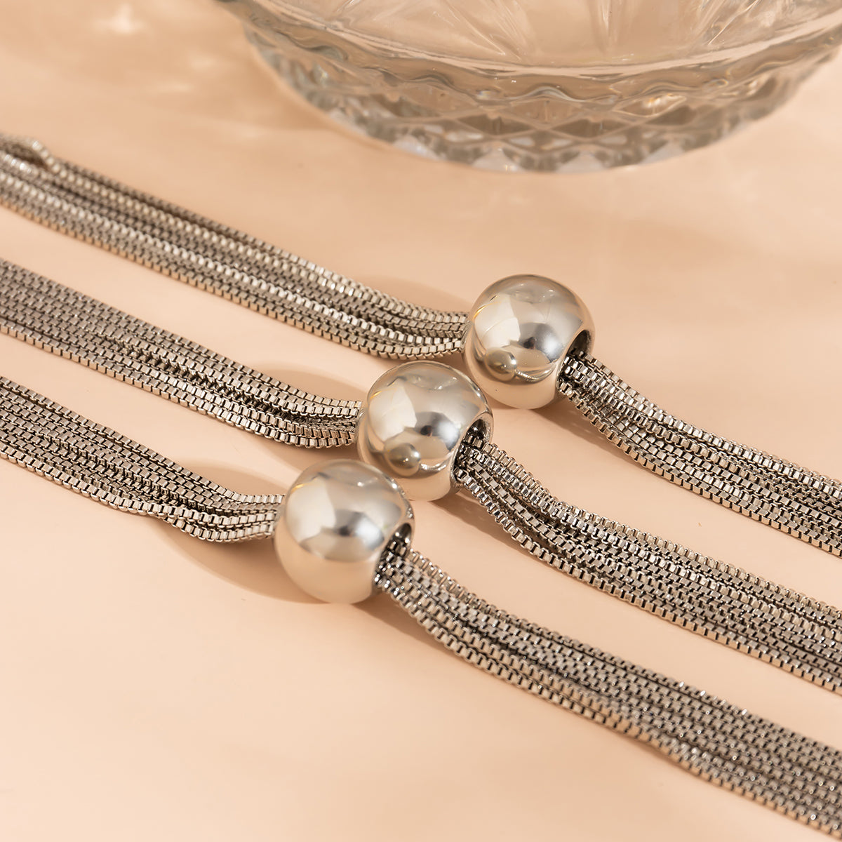 Silver-Plated Ball Layered Choker Necklace, silver pendant necklace for women, elegant gift for her, lifestyle look