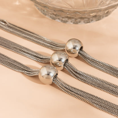 Silver-Plated Ball Layered Choker Necklace, silver pendant necklace for women, elegant gift for her, lifestyle look