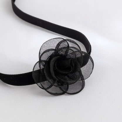 Black Rose Choker, chunky choker necklace, elegant gift for her, lifestyle look