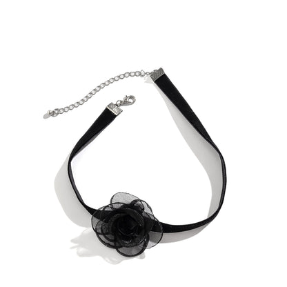 Black Rose Choker, chunky choker necklace, elegant gift for her, styled look
