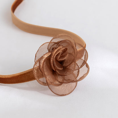 Brown Rose Choker, chunky choker necklace, elegant gift for her, lifestyle look
