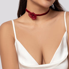 Wine Red Rose Choker