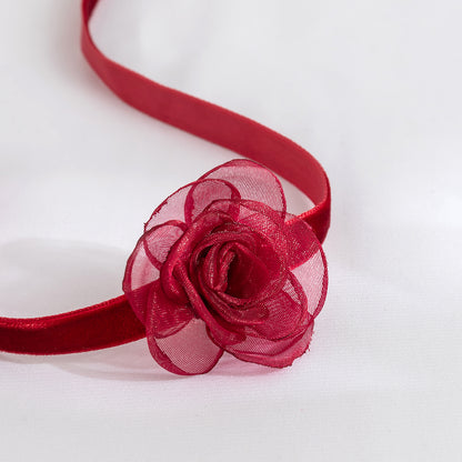 Wine Red Rose Choker, chunky choker necklace, vintage-inspired design, lifestyle look