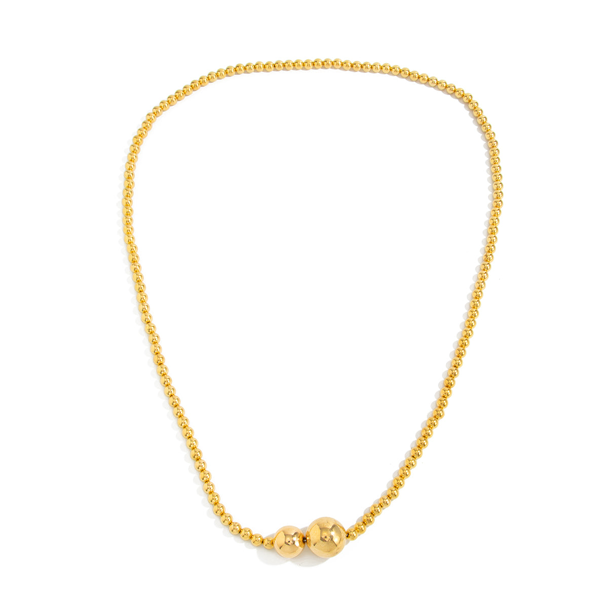 Goldtone Bead Statement Necklace, elegant gift for her, front view