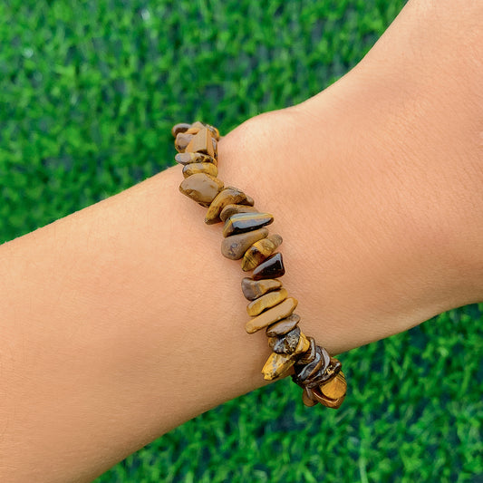 Brown Quartz Stretch Bracelet, bracelet for women, botanical inspired, front view