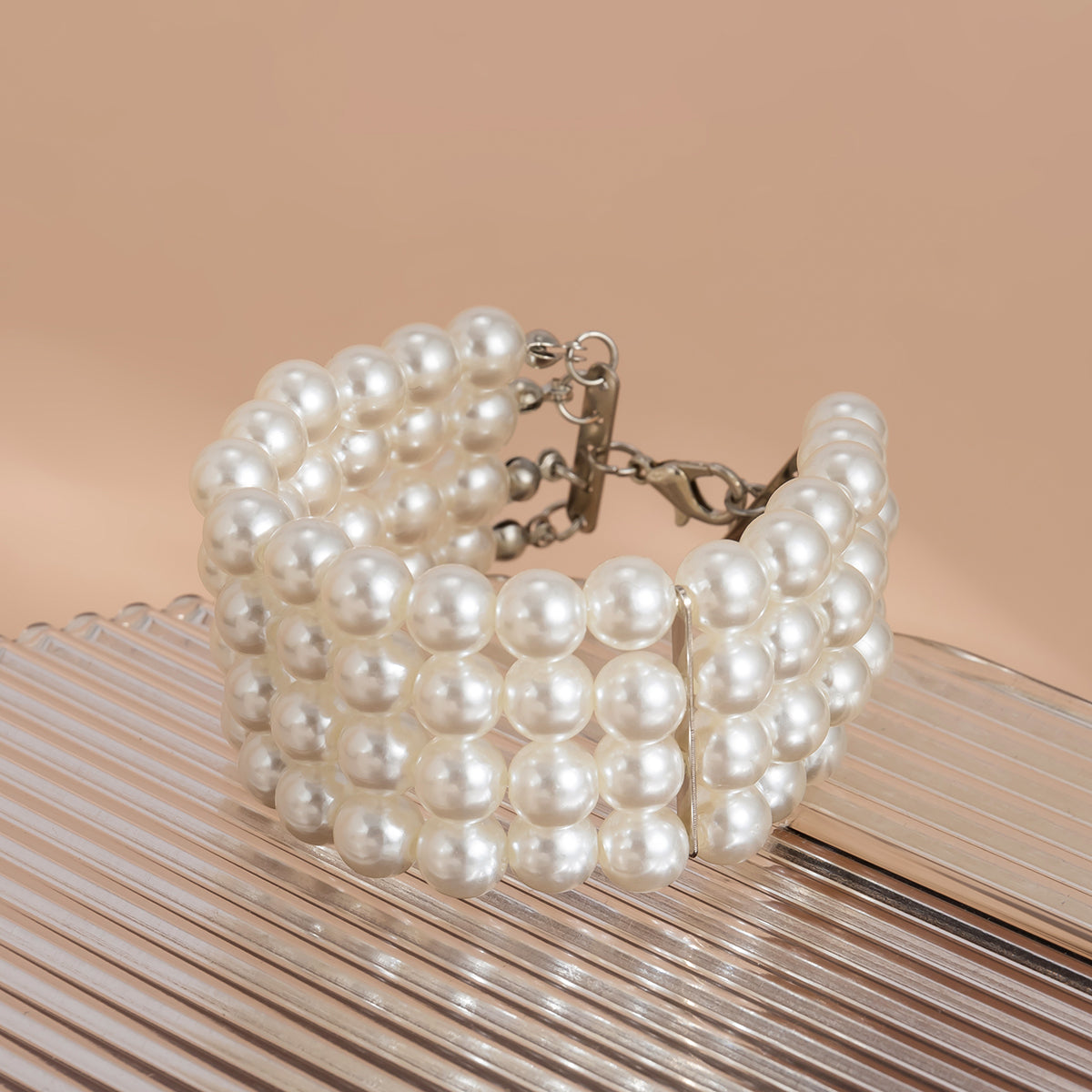 Pearl and Silver-Plated Layered Bracelet, silver bracelet for women, elegant gift for her, lifestyle look