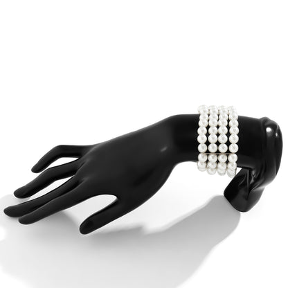 Pearl and Silver-Plated Layered Bracelet, silver bracelet for women, elegant gift for her, styled look