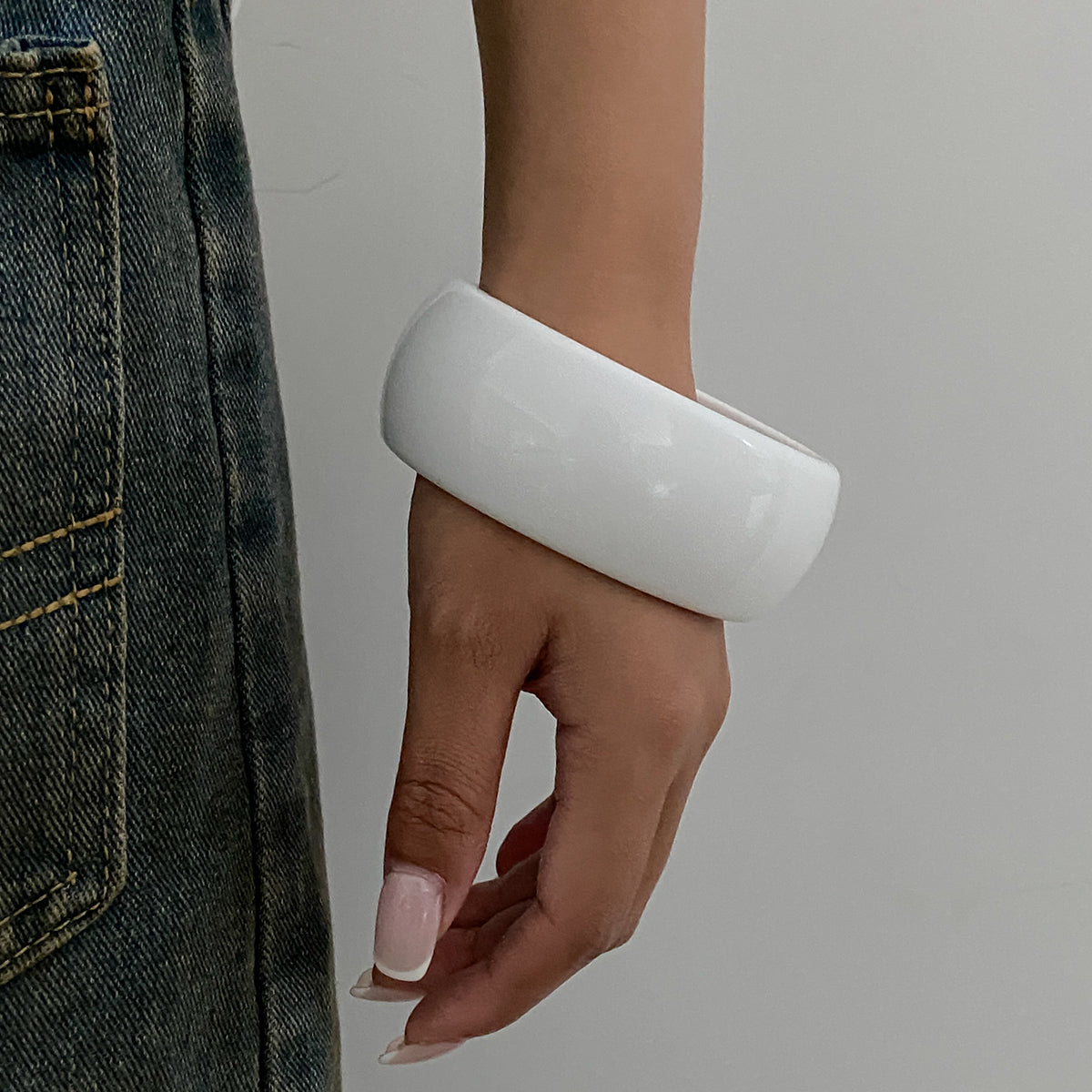 White Resin Bangle, bangle bracelet, dainty minimalist design, styled look