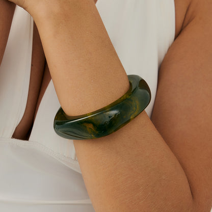 Green Resin Square Bangle, bangle bracelet, everyday style, lifestyle look