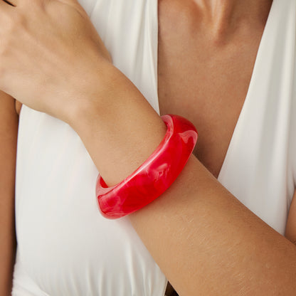 Berry Red Resin Square Bangle, bangle bracelet, elegant gift for her, lifestyle look