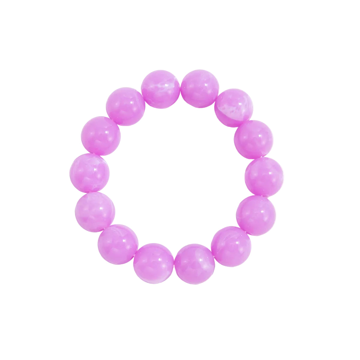 Purple Resin Beaded Stretch Bracelet, dainty minimalist design, front view