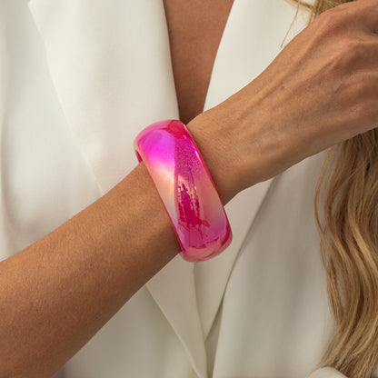 Iridescent and Rose Resin Bangle, bangle bracelet, everyday style, lifestyle look