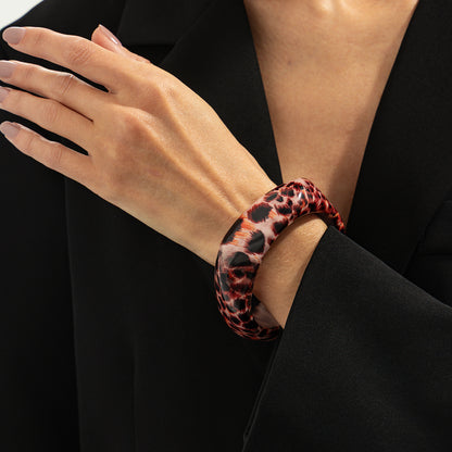 Coffee Leopard Print Irregular Resin Bangle, bangle bracelet, dainty minimalist design, styled look