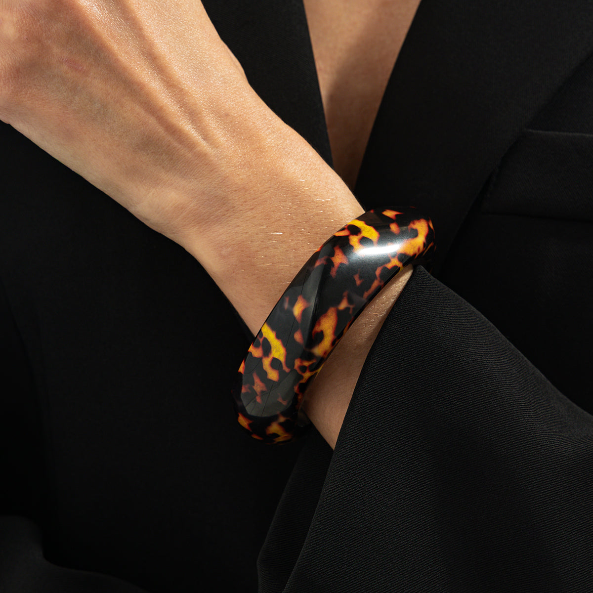 Amber Leopard Print Irregular Resin Bangle, bangle bracelet, elegant gift for her, lifestyle look