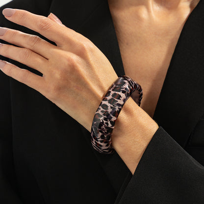 Gray Leopard Print Irregular Resin Bangle, bangle bracelet, dainty minimalist design, styled look