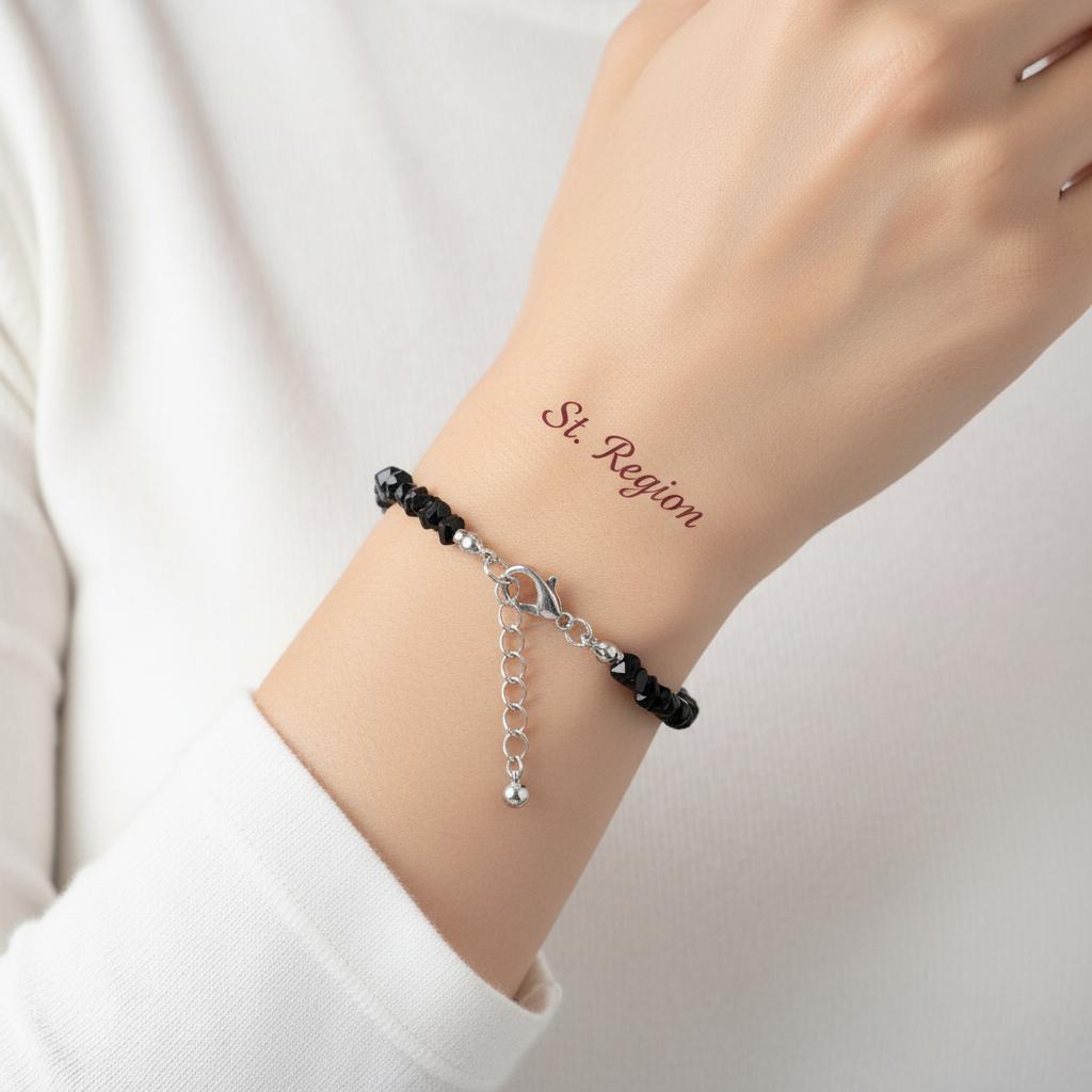 Black Resin and Silvertone Beads Chain Bracelet, silver bracelet for women, botanical inspired, styled look