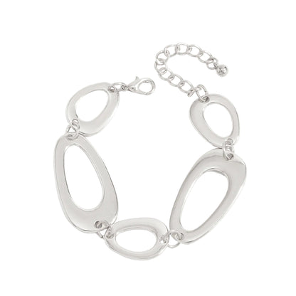 Silvertone Open Drop Chain Bracelet, vintage-inspired design, front view