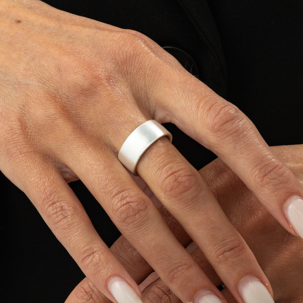 Silvertone Textured Open Ring, elegant gift for her, styled look