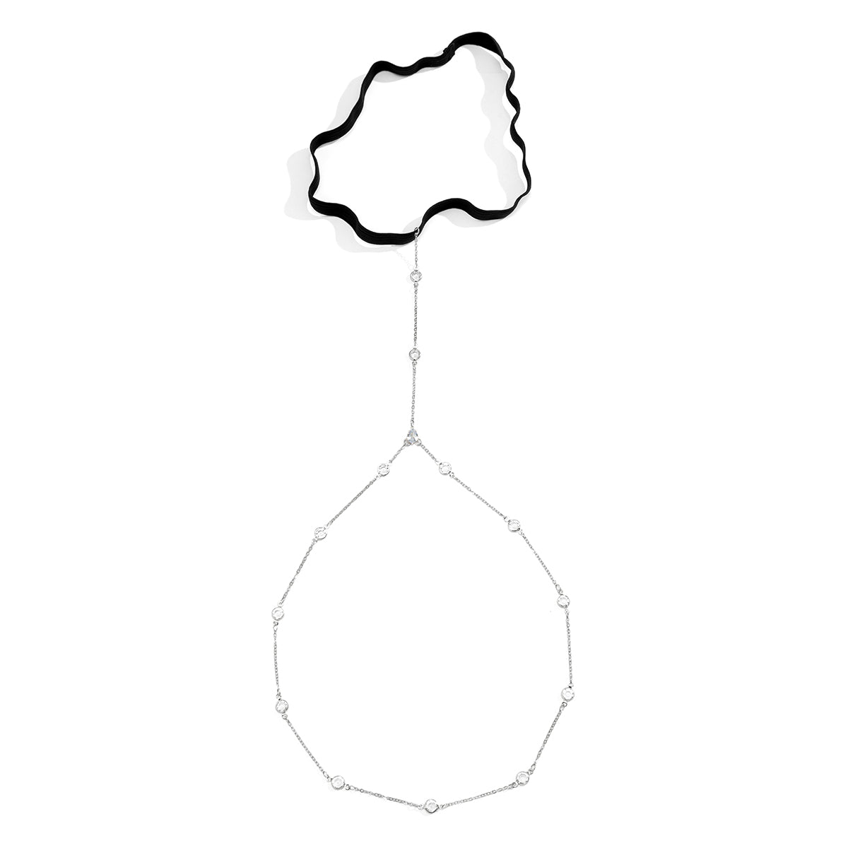 Crystal and Silver-Plated Garter Thigh Chain, silver pendant necklace for women, dainty minimalist design, styled look