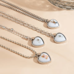 White Resin & Silver-Plated Dog Heart Pendant Necklace Set