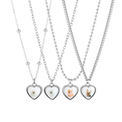 White Resin & Silver-Plated Dog Heart Pendant Necklace Set