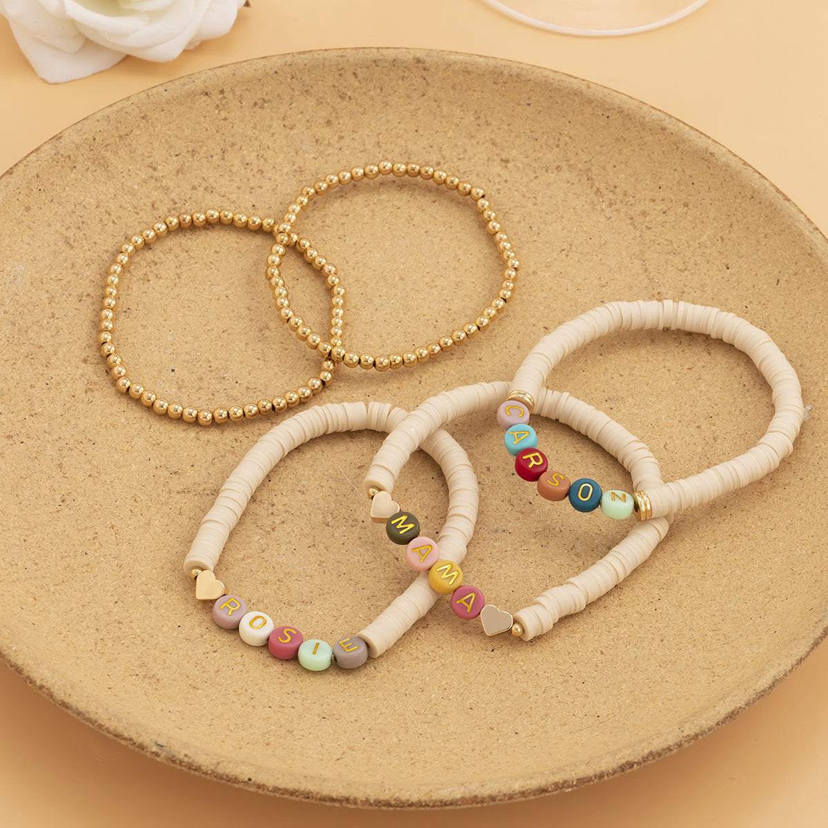 18K Gold-Plated & Multicolor 'Rosie Mama' Beaded Stretch Bracelet Set