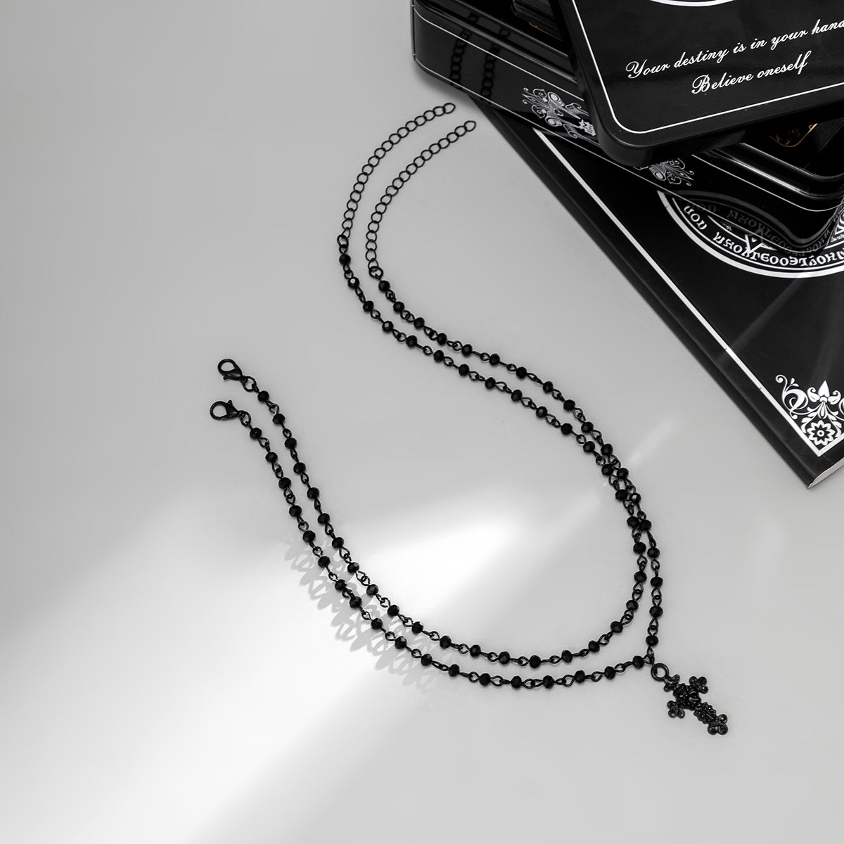 Black Cross Pendant Necklace Set, jewelry gift sets for women, everyday style, lifestyle look