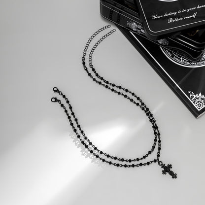 Black Cross Pendant Necklace Set, jewelry gift sets for women, everyday style, lifestyle look