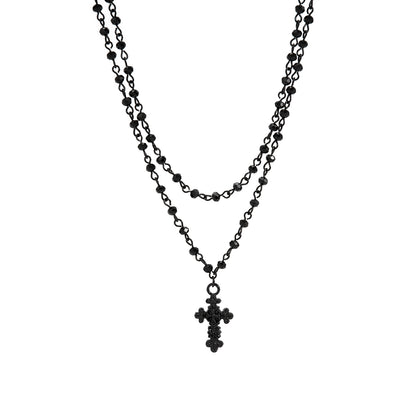 Black Cross Pendant Necklace Set, jewelry gift sets for women, everyday style, styled look
