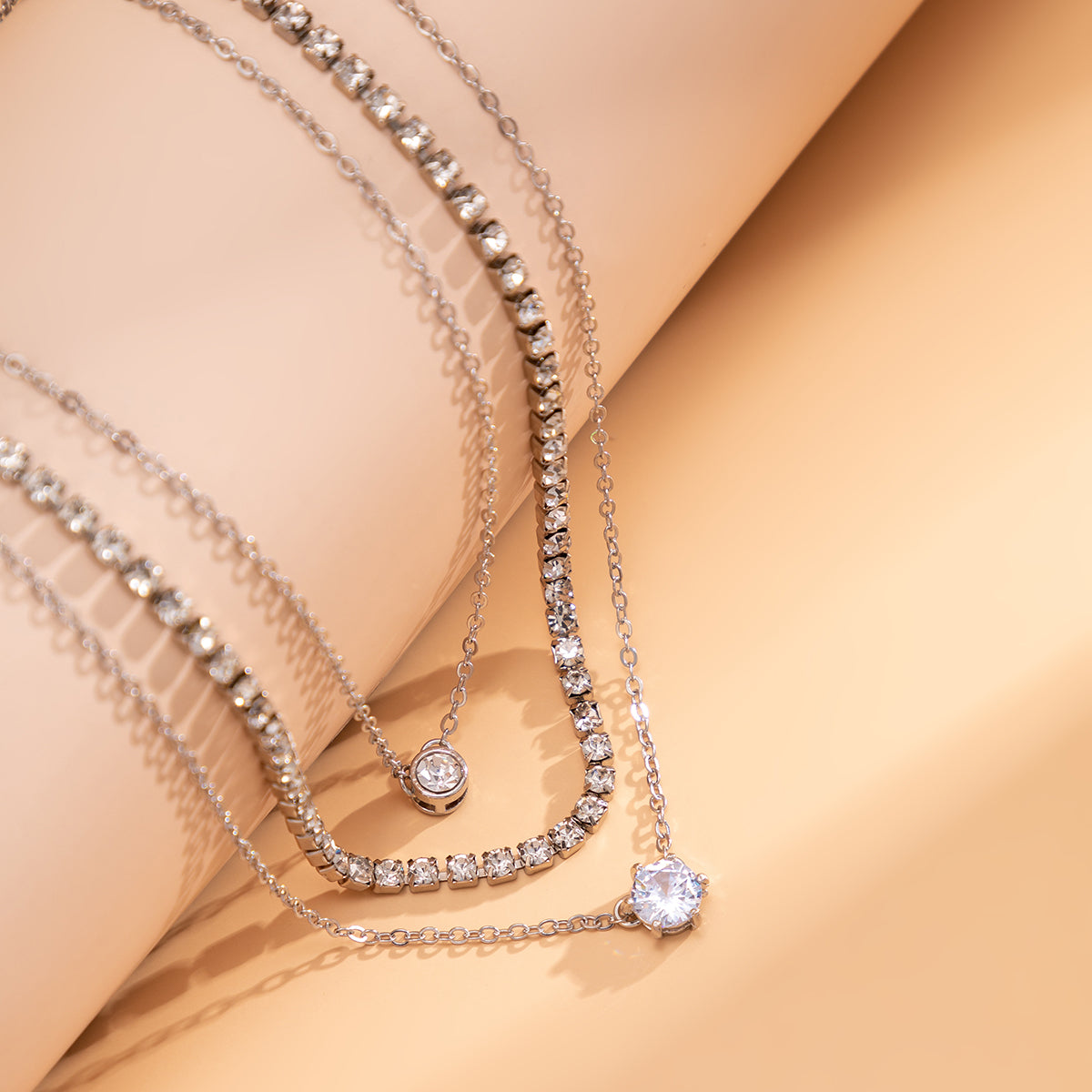Cubic Zirconia & Silver-Plated Pendant Necklace Set